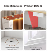 L Shaped Reception Desk,Modern Front Desk Reception Counter,Salon Reception Counter with Storage & Led Lights & Lockable Drawer,for Lobbies Office-Easy to Install Generic