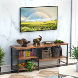 55 Inch TV Stand for TVs up to 70 Inch TV, Modern Entertainment Center with Open Storage Shelves, TV Media Console Table for Living Room, Rustic Brown CJMM