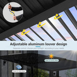 LVUYOYO Outdoor Louvered Pergola 10' x 20', Patio Aluminum Pergola with Adjustable Roof, Waterproof Metal Gazebo for Backyard, Garden, Deck (Black) LVUYOYO