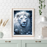 QAZWSX White Lion Diamond Painting Kits, Diamond for Adults Animal Lion 5D Round Diamond Cross Stitch Art, Suitable for Wall Decor Office Decor or Gifts for Friends 12x16 inch QAZWSX