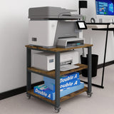 Natwind 3-Tier Laser Printer Cart,19.7''x19.7''x22.6'' Large Machine Stand,Heavy Duty Rolling Table with Storage,Floor-Standing Rack on Wheels,Paper File Organizer Shelf for Home Office (Retro) Natwind