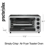 Proctor Silex Simply-Crisp Toaster Oven Air Fryer Combo with 4 Functions Including Convection, Bake & Broil, Fits 6 Slices or 12” Pizza, Auto Shutoff, Black (31275) Proctor Silex