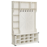 VASAGLE Hall Tree with Bench and Shoe Storage, Coat Rack with Shoe Bench, Entryway Furniture, 20 Open Compartments, 6 Tri-Hooks, Farmfouse Style, Space Saving, Rustic White UHSR440W01 VASAGLE