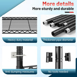 Romorgniz 82" H X45 W X18 D Storage Shelves with Wheels, 6 Tier Wire Shelving Adjustable Metal Shelving Pantry Shelves Capacity 1200LBS for Garage Shelving, Pantry, Kitchen, Closet, Commercial, Black Romorgniz