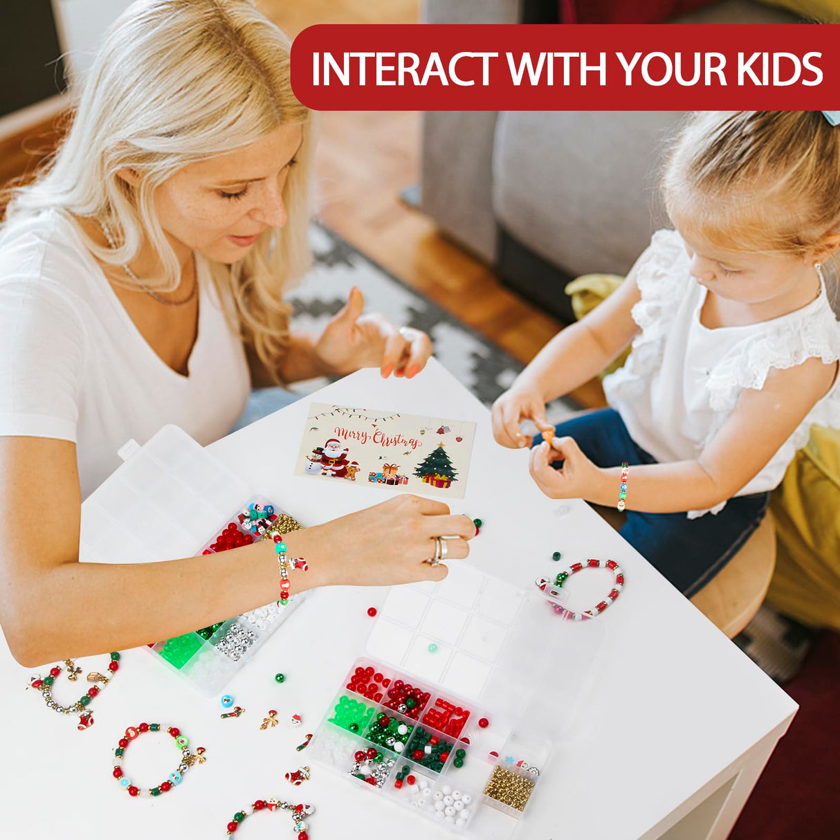 615PCS Christmas Beads for Jewelry Making, Red Green Beads for Bracelets Making Kit, Christmas Clay Beads Charms for Necklace Making Jewelry DIY Crafts Gifts for Girls Kids Adults Meafeng