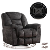 CANMOV Swivel Rocker Recliner, Manual Nursing Recliner with Hidden Switch, Upholstered Plush Seating 360°Swivel Glider Rocking Chair, Comfy Swivel Chair for Living Room, Black CANMOV
