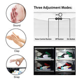 STAHMFOVER 2-Pack LED Sneakers Boxes-Voice Control,Stackable Clear Shoe Display Cases (BLACK) STAHMFOVER