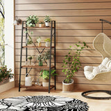 BON AUGURE Industrial Ladder Shelf Bookcase, 4 Tier Rustic Ladder Bookshelf, Standing Leaning Book Shelves for Living Room (Rustic Oak) BON AUGURE