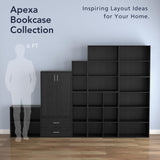 HOMES: INSIDE + OUT Apexa 4 Cube Storage Organizer Shelves, Stackable Wood Bookcase Fits Cubby Bins for Organization, Dorm Teen Room Decor & Home Office, Black HOMES: INSIDE + OUT