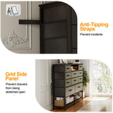 Harpaq Black Dresser for Bedroom with 10 Drawers, Dresser with Charging Station, TV Stand Dresser with LED Light for 55" TV, Fabric Drawer Dresser with PU Finish, Dresser with Shelves for Closet Harpaq