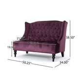 Christopher Knight Home GDFStudio Leona Modern Glam Tufted Velvet Wingback Loveseat, Raisin and Dark Brown GDFStudio