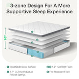 Novilla Queen Size Mattress 10 Inch, Queen Mattress in a Box Hybrid, Pocket Innerspring with Foam Layer for Motion Isolation & Pressure Relief,Soft Feel but Supportive,CertiPUR-US Novilla