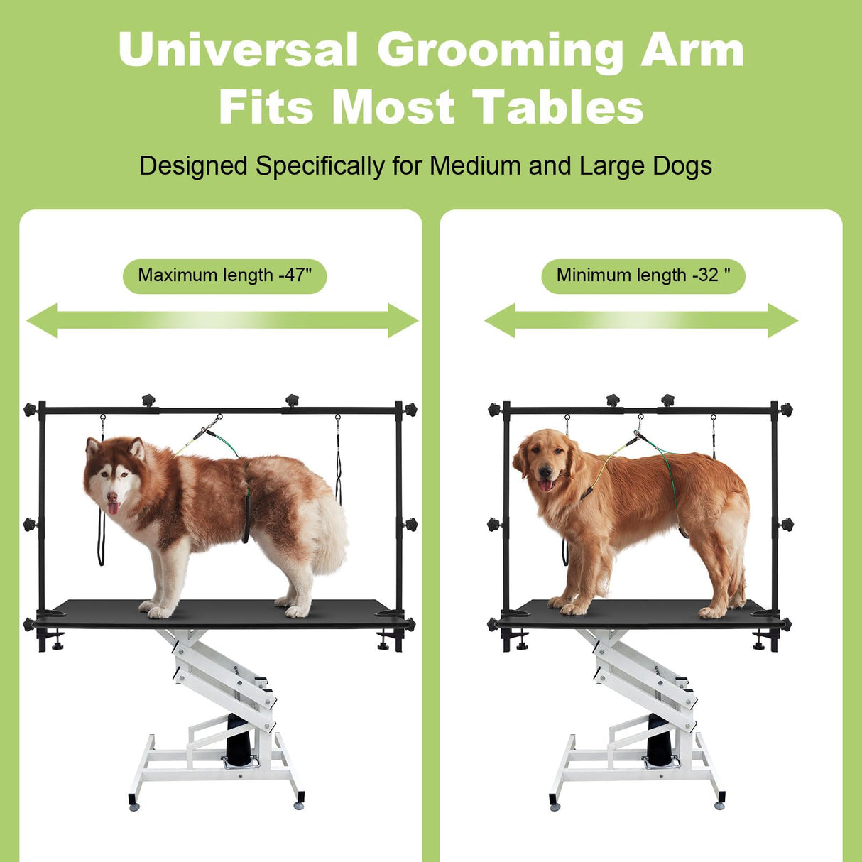ZPVP Dog Grooming Table Arm Stand Adjustable About Height 32"-47" Width Dog Grooming Arm with Clamp No-Sit Haunch Holders for Medium/Large Pets Metal(Grooming Table Not Included) ZPVP
