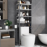 Kalrin Over-The-Toilet Storage Rack, 4-Tier Bathroom Organizer Shelf Over Toilet with Adjustable Shelf and Basket, Freestanding Space Saver Bathroom Shelves Above Toilet for Room (Gray- White) Kalrin