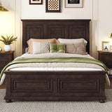 Mirightone Wood Queen Bed Frame with Tall Headboard and Footboard, Rustic Queen Panel Bed with Under Bed Storage, Farmhouse Style, Noise-Free, No Box Spring Needed, Antique Brown Mirightone