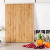 Extra Large Bamboo Wood Cutting Board, 24 x 18 Inch Kitchen Wooden Chopping Board with Juice Groove, Reversible Butcher Block Cutting Board for Meat, Turkey Carving GlowSol