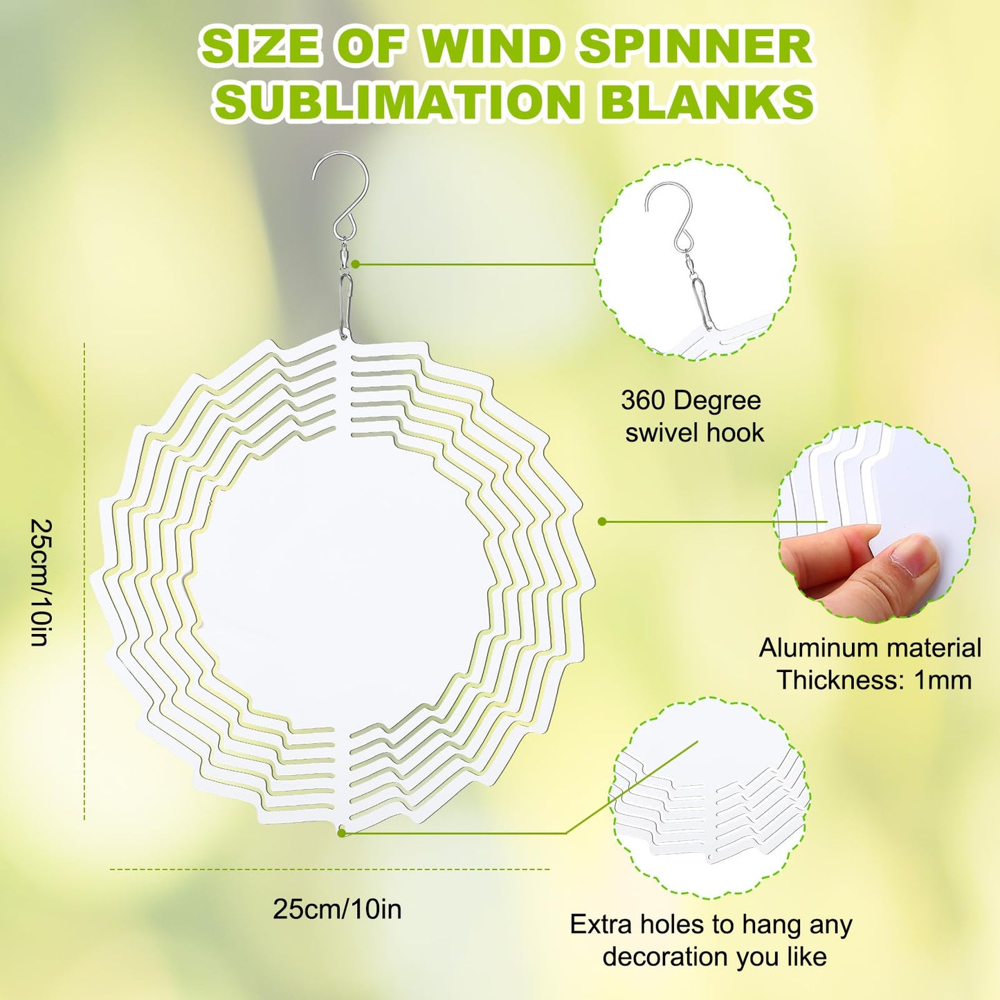 ZhouBoat 10 Inch Sublimation Wind Spinner Blanks, 10 Pack Summer Garden Windmills 3D Flower Aluminum DIY Hanging Sculpture Kinetic Wind Spinners Blanks Heat Press Transfer Decorations