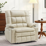 MCombo Dual Motor Power Lift Recliner Chair for Elderly, Lay Flat Lift Chair with Heat and Massage, Petite Wide Lift Chair, Cup Holders, USB A&C Ports, Faux Leather R7894 (Cream White, Small-Wide) MCombo