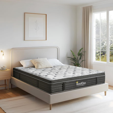 Queen Mattress 10 Inch, Memory Foam Hybrid Queen Size Mattresses in a Box, Cooling Fabric & 3 Coils Reinforced Edges Pocketed Coil Springs, Medium Firm, Motion Isolation, Pressure Relief, CertiPUR-US REALONE
