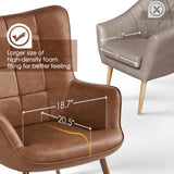 Yaheetech Leather Accent Chairs, Living Room Chairs Leather Large Armchairs Accent Chairs with Metal Legs for Living Bedroom Office Statement, Camel Yaheetech