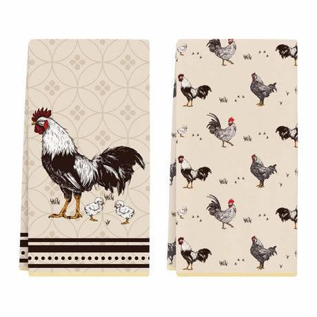 Chicken Kitchen Towels, 2 Pack Vintage Chicken Lady Dish Towels, Chicken Mom Gifts for Women, Farmhouse Kitchen Bathroom Decor, Birthday Housewarming Gifts for Chicken Lovers, Spring Easter Gifts Cheroloven