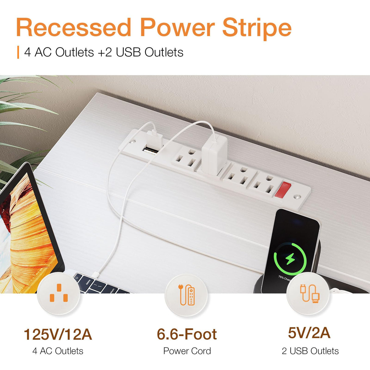 Coleshome 71 Inch Computer Desk with USB Ports, Large Office Desk, Long Study Student Writing Desk, White Coleshome