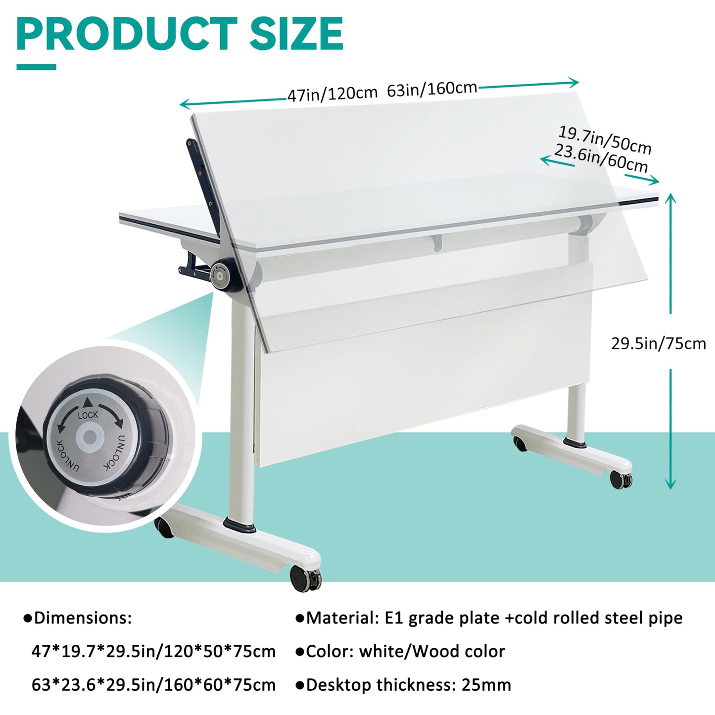 Conference Table, Folding Conference Room Tables With Flip-Top Design, With Caster Rectangular Modular Conference Room Table, for Office Conference Room Training Room 47x20x30in( WxDxH) 6PCS- - WoodArtSupply