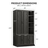 LIKIMIO Armoire Wardrobe Closet 70" H, 5 Doors Bedroom Wooden Wardrobe with 4 Storage Shelves and Hanging Rod, Clothing Storage Cabinet Organizer Combination, Black LIKIMIO