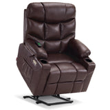 MCombo Power Lift Recliner Chair, 2 Cup Holders, USB Ports for Elderly People, Faux Leather 7287 (Dark Brown, Medium-Regular) MCombo
