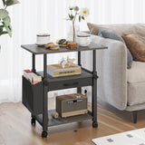 YAOHUOO 22"x15" Large Printer Stand with Storage Drawer and Side Bag, 3-Tier Height Adjustbale Printer Cart for Home Office, Rolling Printer Table fit Heat Press/Laser printer/3D Printer(Grey) YAOHUOO