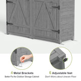 Gizoon Outdoor Storage Cabinet with Waterproof Roof, Double Lockable Doors Garden Shed with 2 Removable Shelves, Wooden Storage Shed with Large Storage Space for Patio, Garden, Backyard, Lawn, Grey Gizoon