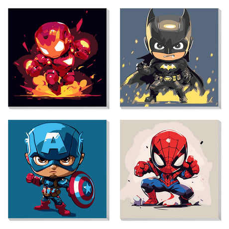 4 Pack Paint by Numbers Kit for Kids Paint by Number Kits Age 4-8 Painting Canvas for Kids Ages 8-12 Boys Framed Canvas Painting by Numbers Anime Drawing Kit Color by Numbers Kit for Kid 8x8 Inch AILIBUT