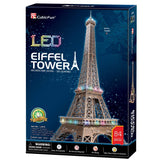 CubicFun 3D Puzzle for Adults Eiffel Tower with Shining LED Lights, Romantic Paris Architecture Model Building Kits Decor, Gift for Women Men, 84 Pieces CubicFun