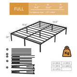 NEW JETO Black Metal Platform Bed Frame with Ample Under-Bed Storage - Sturdy Full Size Design NEW JETO