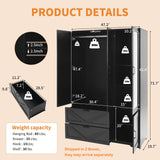 UZUGUL Armoire Wardrobe Closet with Mirror and 2 Drawers, 72''H Bedroom Armoire Wardrobe Cabinet with Hanging Rod and Light,Wooden Bedroom Closet with Adjustable Shelf UZUGUL