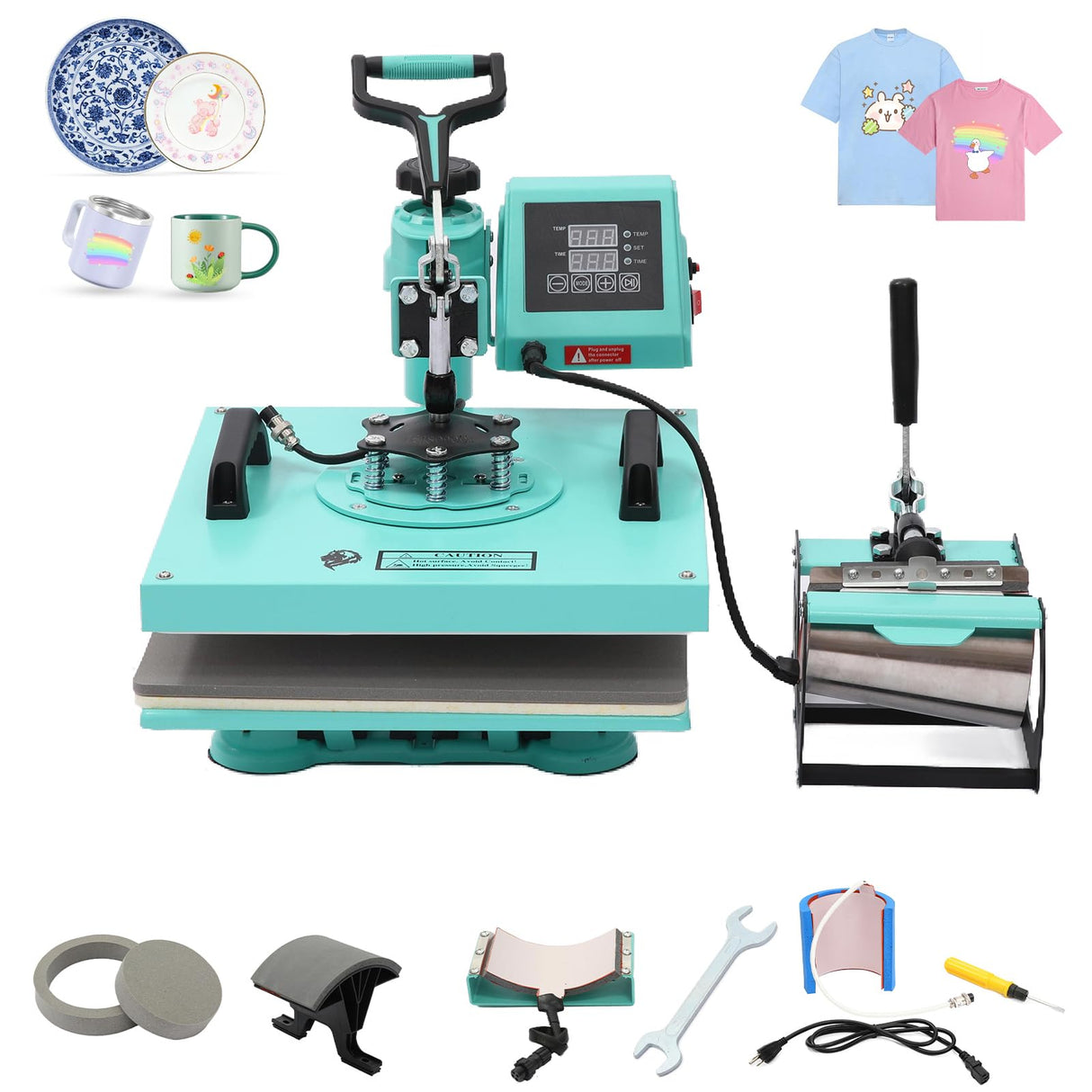 6 in 1 Heat Press Machine, 15x15 inch Sublimation Heat Press, 360° Swing Away Digital Heat Transfer Multifunction Heat Transfer Sublimation Combo for T-Shirt, Cap, Mug, Plate, Pillow, Bag GarveeHome
