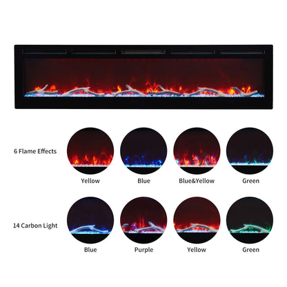 EDYO LIVING 50 inches Electric Fireplace Recessed and Wall Mounted Electric Fireplace Heater and Linear with Timer, Remote Control, Adjustable Flame Color