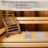 NUIBY Non-Toxic Cedar Sauna Backrest for Barrel or Infrared Sauna, with Felt Sauna Hat and Seat Pad, Anti-Slip Sauna Accessory (1 Pack) NUIBY