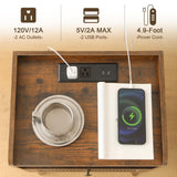 AWASEN Mid Century Night Stand with Charging Station, Wood Bedside Table with Glass Drawer, Small Modern Nightstand End Side Table with 2 Tiers Storage for Bedroom, Office(Rustic Brown) AWASEN