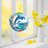 BAYUNOE DIY Hanging Dolphin Pendant Double-Sided Pattern Single Sided Diamond Art Painting Ornament Special Shaped Diamond Hang for Window Home Garden Wall Door Decor BAYUNOE