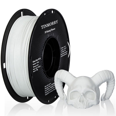 TINMORRY Glass Fiber Reinforced PETG Filament 1.75mm, High Impact Resistance Matte PETG GF 3D Printing Filament, Durability & Stiffness, Fits Bambu Lab FDM 3D Printers, 1 KG 1 Spool, Frosted White