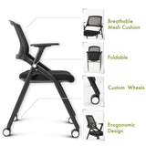 VACYOVKE Folding Conference Room Chairs Set of 2 Black Guest Reception Chair for Office, Waiting Room, Meeting, Lobby, Church VACYOVKE