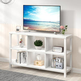 FOLUBAN Horizontal Bookshelf, 6 Cube Storage Organizer with Shelf, Modern Wood and Metal Cubby Bookcase for Bedroom Living Room, White Oak, 47 Inch FOLUBAN