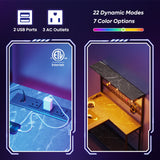 Bestier 42 L Gaming Desk,Computer Desk with Power Outlets, LED Lights, Reversible Corner Desk with 4-Tier Shelves,Cup Holder & Hook Black Marble Bestier