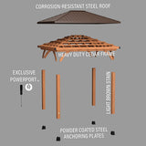Backyard Discovery Barrington 12 ft. x 10 ft. Hip Roof Cedar Wood Gazebo Pavilion, Shade, Rain, Hard Top Steel Metal Roof, All Weather Protected, Wind Resistant up to 100 mph, Holds up to 6450 lbs Backyard Discovery