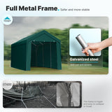 ADVANCE OUTDOOR 10x20 ft Heavy Duty Carport with Removable Sidewalls and Doors, Adjustable Height Car Canopy Garage Party Tent Boat Shelter with Reinforced Poles, Green ADVANCE OUTDOOR