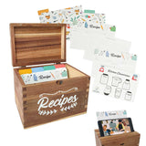 Wooden Recipe Box With Cards And Dividers - Store and Organize your Recipe Cards and Box Set, Recipe card box, Recipe Box 5x7, Recipe Organizer, Recipe Card Holder and Phone Holder (Brown) JY HOME GOODS