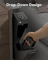 Biometric Gun safe for Handgun Drop Down Bedside Pistol Safe, Mounted Fingerprint Handgun Case for Nightstand, Under Desk, Bed movgul