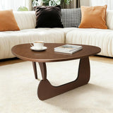 Mid Century Modern Solid Wooden Coffee Table,Small UniqueTriangle Wood Center Tables, Sturdy TeaTable Suitable for Living Room Bedroom Balcony Patio Walnut Iuturna