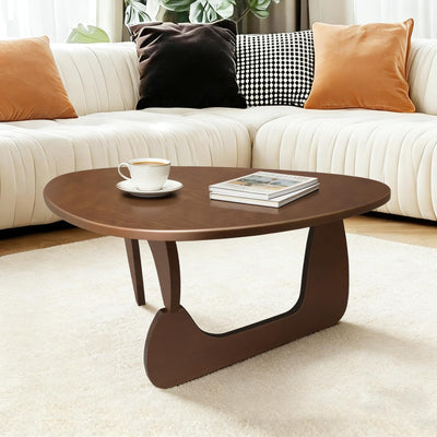 Mid Century Modern Solid Wooden Coffee Table,Small UniqueTriangle Wood Center Tables, Sturdy TeaTable Suitable for Living Room Bedroom Balcony Patio Walnut